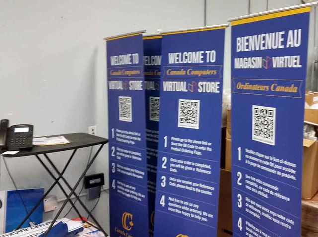 Roll-up stands with QR codes