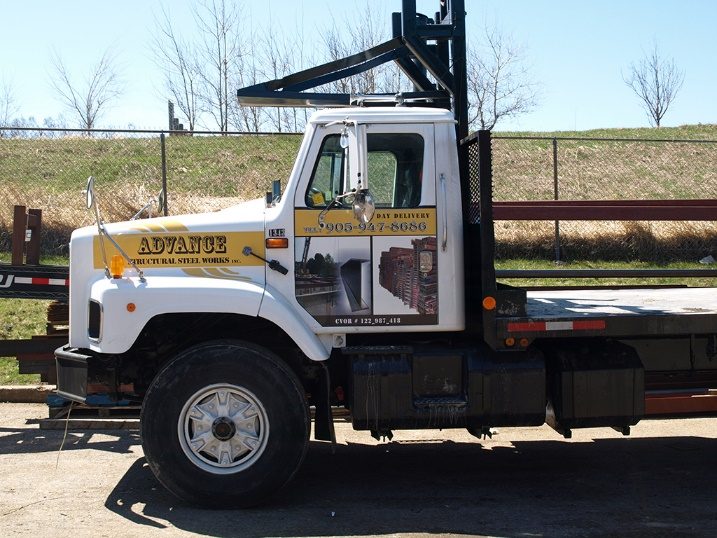 Flatbed truck: cab and doors