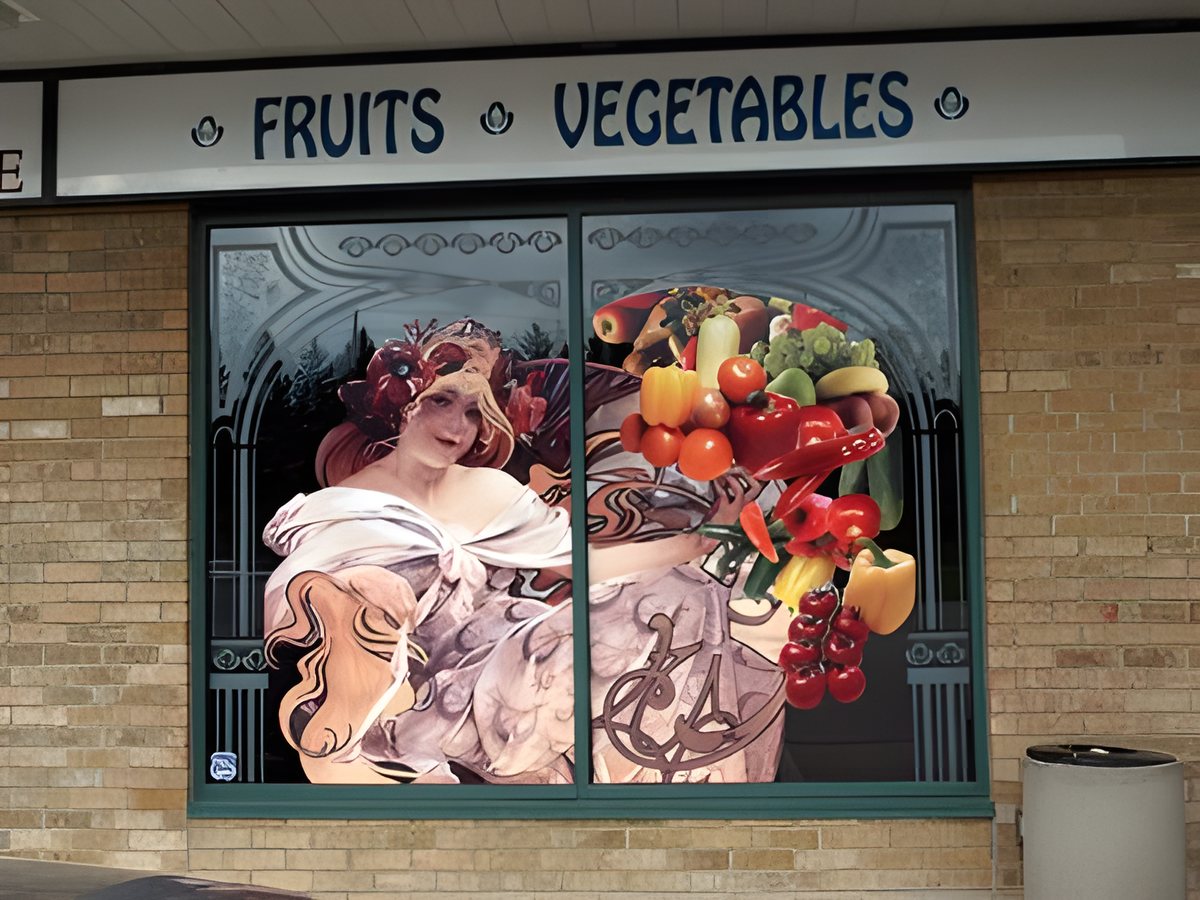Art-nouveau produce window